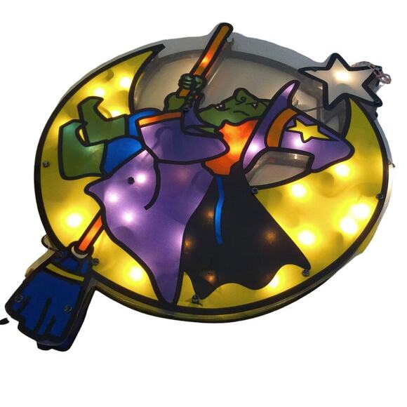 Vintage Halloween Witch By The Moon Holiday Light Window Display READ - Picture 7 of 9